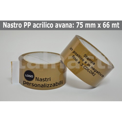 Confezione Nastri Adesivi PP Acrilico 75 mm. x 66 mt.
